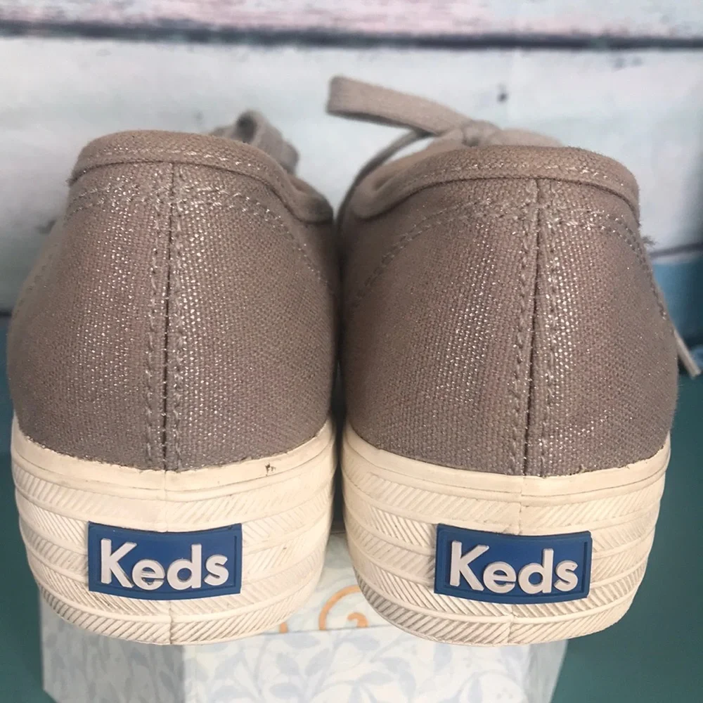 Keds grey silver metallic triple platform lace up sneaker size 7.5 - Picture 6 of 10